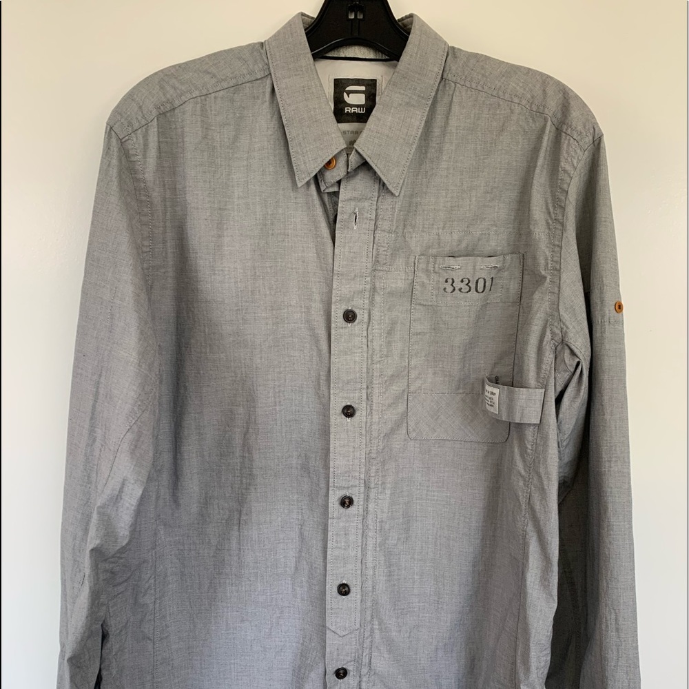 GStar Raw Denim Gray Long sleeve Mens Shirt